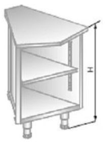 DoraMetal Rostfri arbetsbänk- invändig hörna 45° DM-94532-E