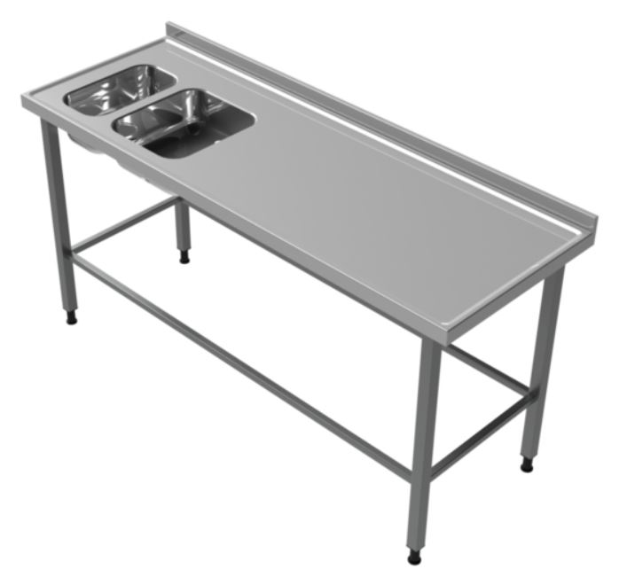 Rostfri diskbänk med bakkant (800x650xH900) mm