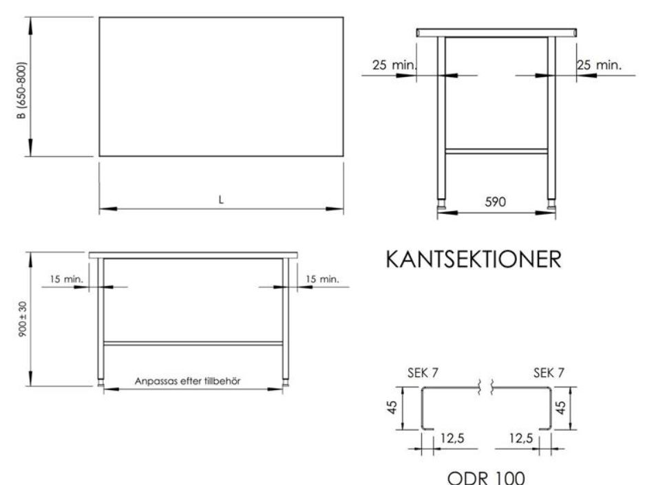 Rostfri bänk (400x800xH900) mm