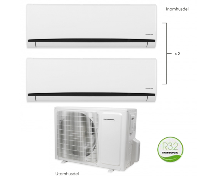 Innova Duplex 2×9 värmepump – två innedelar, 5,9 kW