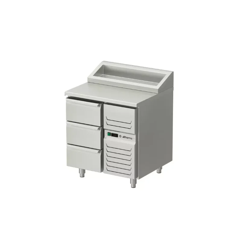 Allthermo Kallskänksbänk med lådor och kylränna KHK-A (B800-2000 x D650 x H900 mm)