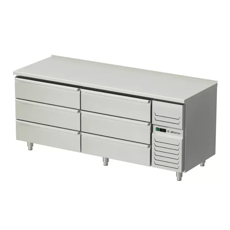 Allthermo Kylbänk med 6 breda lådor KHT-200-A-6D (B2000 x D650 x H900 mm)