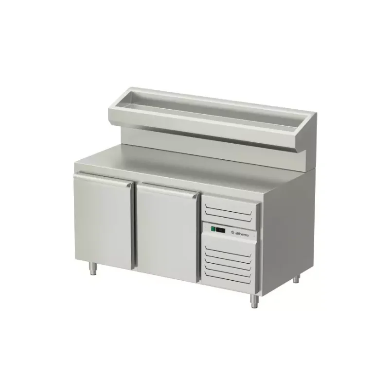 Allthermo Pizzakylbänk med dörrar och förhöjd kylränna PKB-H-1 (B1600-2600 x D800 x H1330 mm)