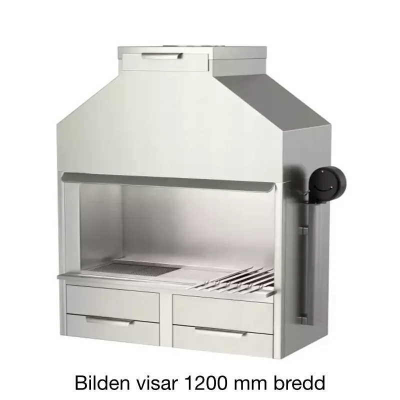 Allthermo rostfri kolgrill CG-S (B1000-2000 x D600 x H1400 mm)