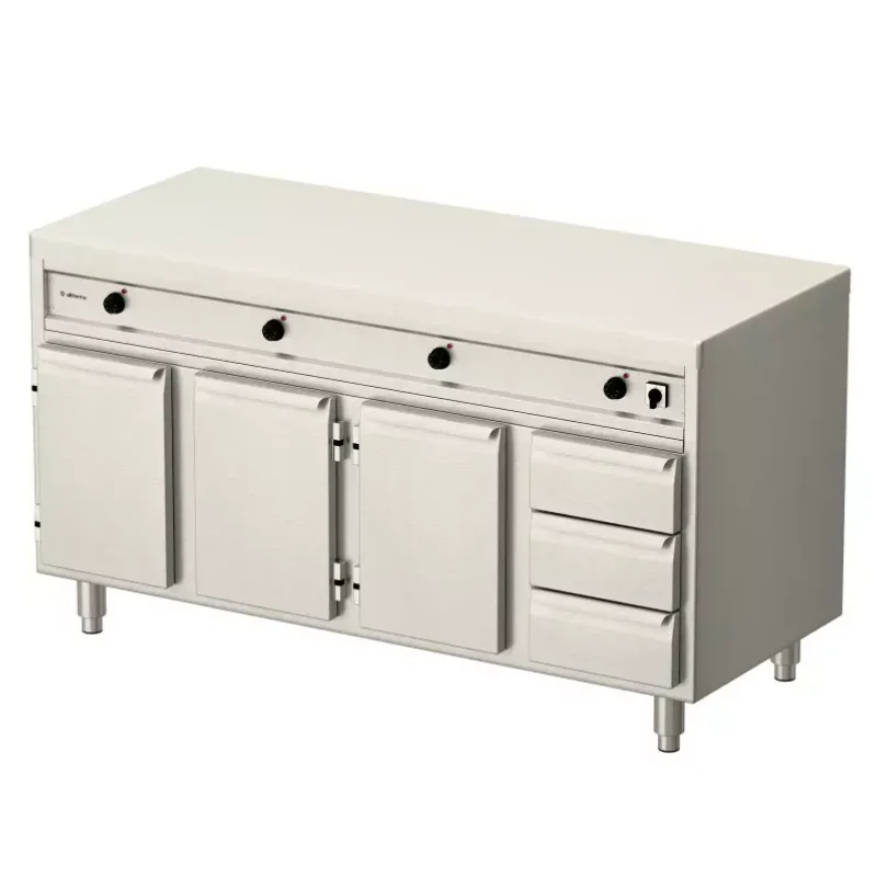 Allthermo Värmeskåp med dörrar och 3 lådor VR-2 (B800-1600 x D700 x H900 mm)