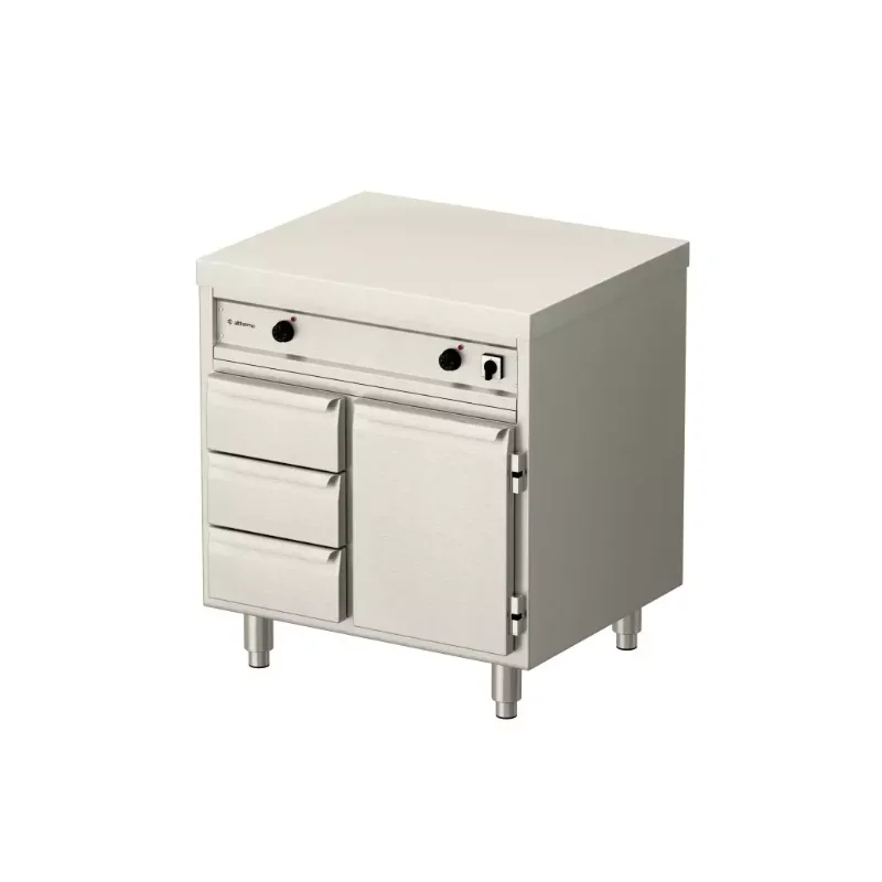 Allthermo Värmeskåp med dörrar och 3 lådor VR-2 (B800-1600 x D700 x H900 mm)