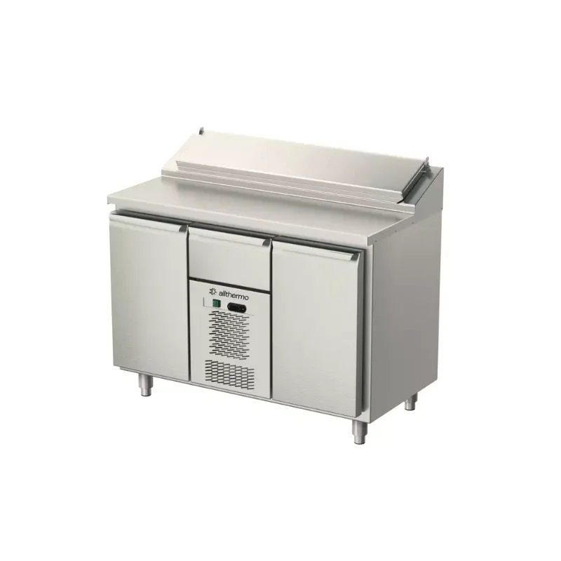 Allthermo kallskänksbänk med dörrar, 1 låda och stängbar kylränna MKBK (B1235-2100 x D650 x H1050 mm)