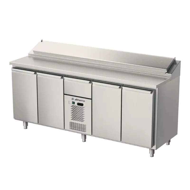 Allthermo kallskänksbänk med dörrar, 1 låda och stängbar kylränna MKBK (B1235-2100 x D650 x H1050 mm)