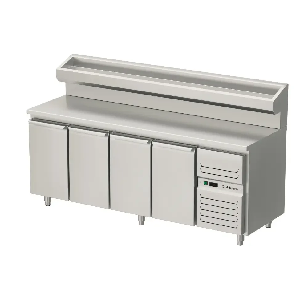 Allthermo Pizzakylbänk med dörrar och förhöjd kylränna KHK3 (B1200-2100 x D700 x H1330 mm)