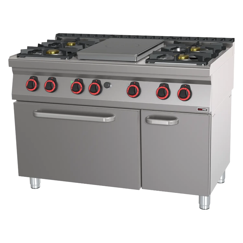 REDFOX Gasspis med solid top gas 5 brännare + elugn GN 2/1 | STPT 70/120 21 GE | S700